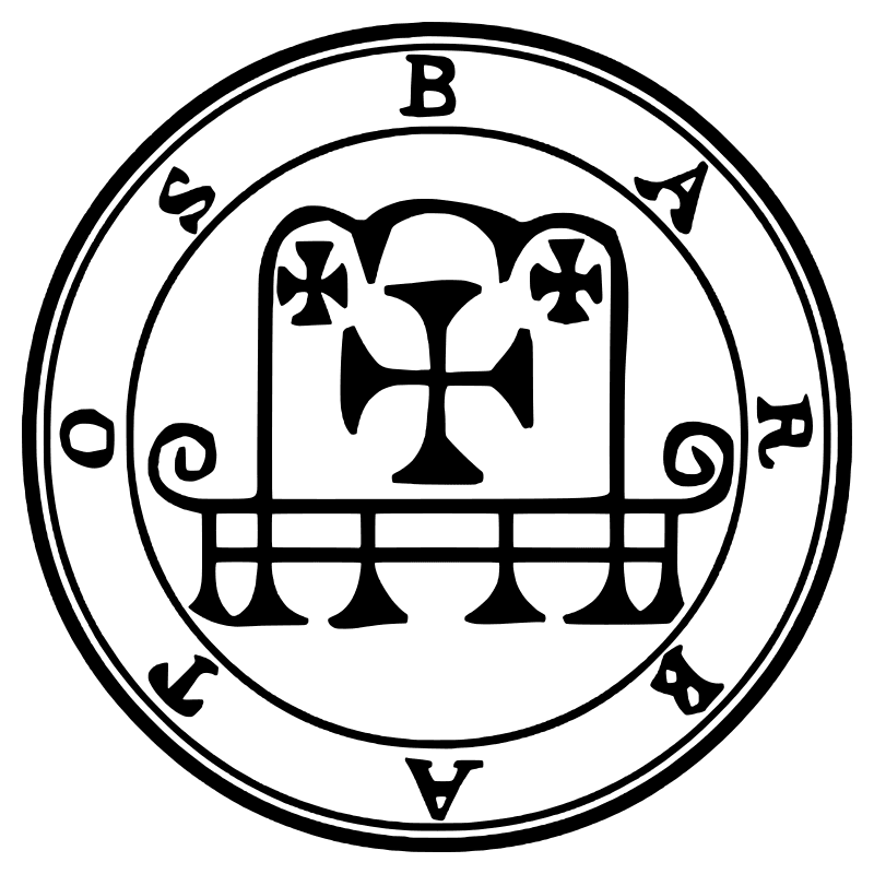 The seal of Barbatos from the 1904 Goetia, a circular sigil drawn in black lines inside a double ring