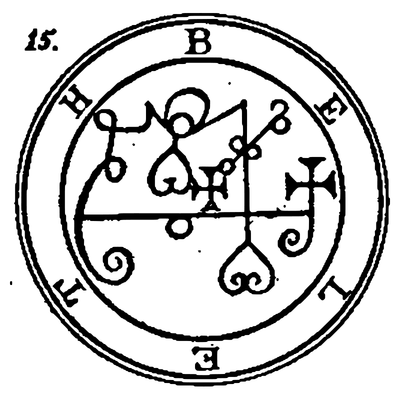 The seal of Beleth from the 1904 Goetia, a circular sigil drawn in black lines inside a double ring