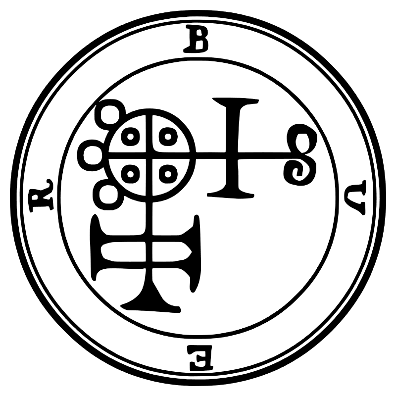 The seal of Buer from the 1904 Goetia, a circular sigil drawn in black lines inside a double ring