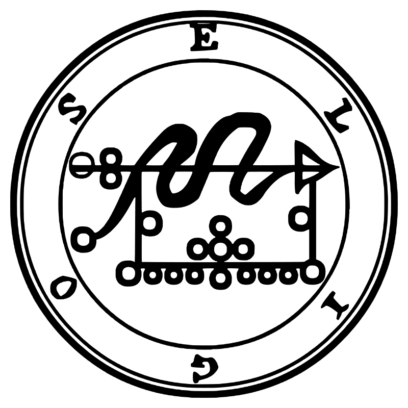 The seal of Eligos from the 1904 Goetia, a circular sigil drawn in black lines inside a double ring