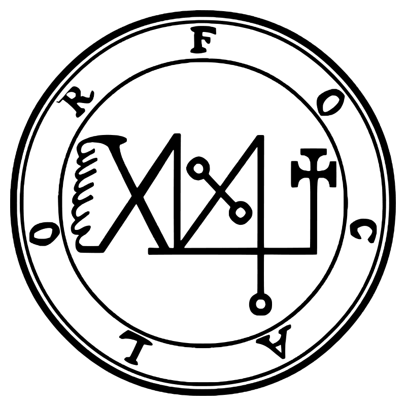 The seal of Focalor from the 1904 Goetia, a circular sigil drawn in black lines inside a double ring