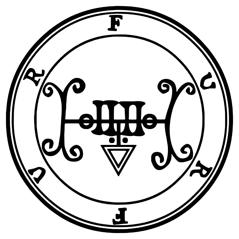 The seal of Furfur from the 1904 Goetia, a circular sigil drawn in black lines inside a double ring