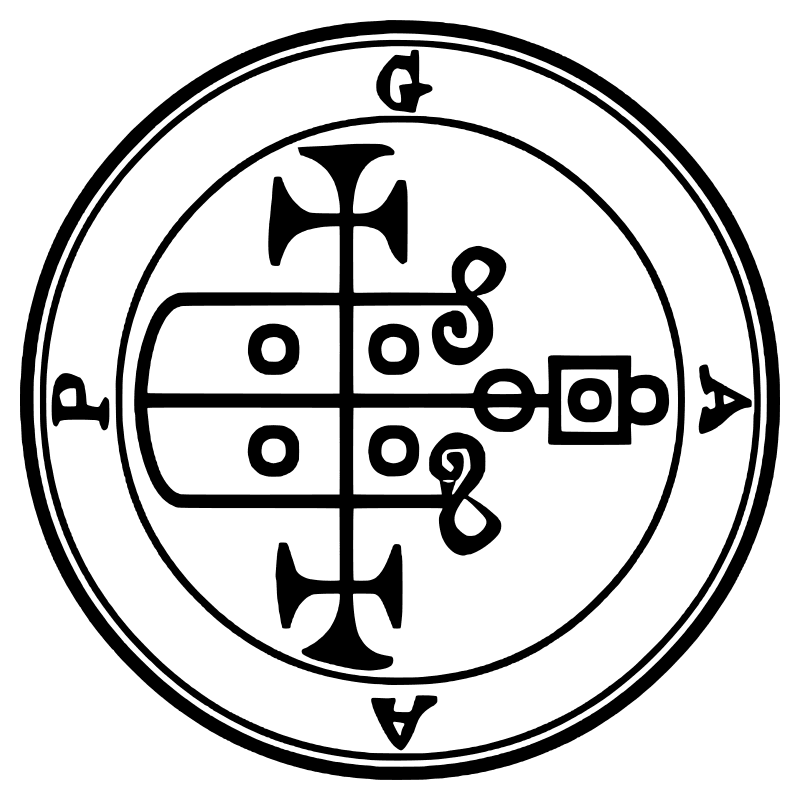 The seal of Gaap from the 1904 Goetia, a circular sigil drawn in black lines inside a double ring