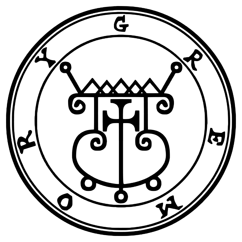The seal of Gremory from the 1904 Goetia, a circular sigil drawn in black lines inside a double ring