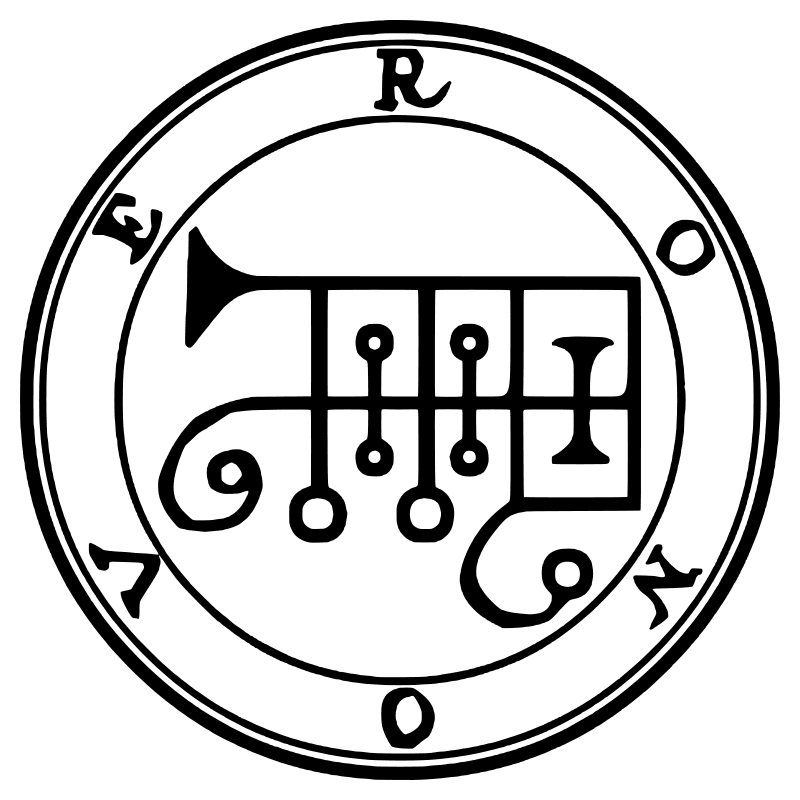 The seal of Ronove from the 1904 Goetia, a circular sigil drawn in black lines inside a double ring