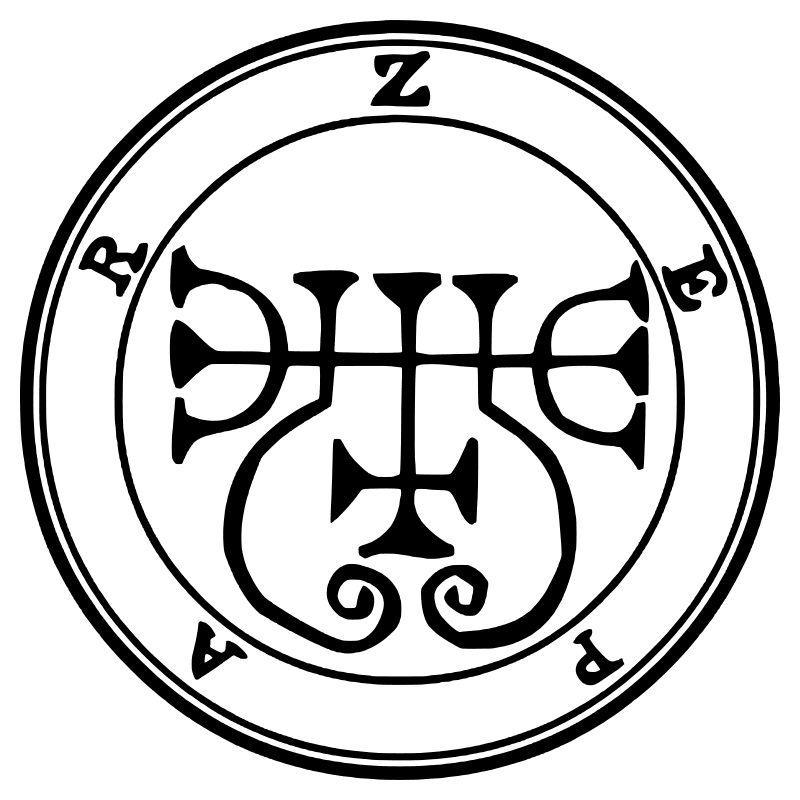 The seal of Zepar from the 1904 Goetia, a circular sigil drawn in black lines inside a double ring