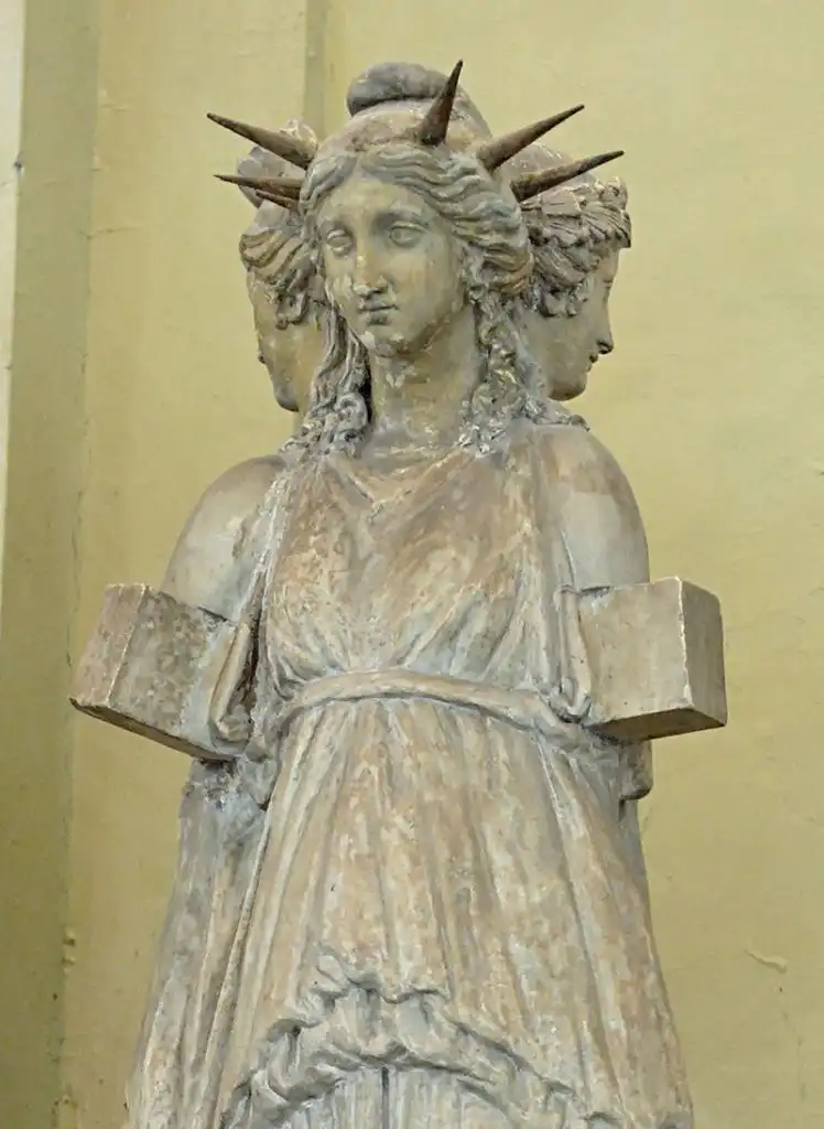 Hekate depicted as a triple godess