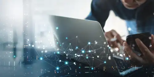 Digital altar with glowing symbols on a computer screen