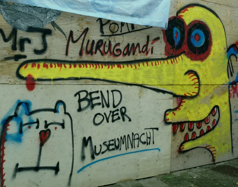 Stencil art Stencil art on construction wall, Amsterdam